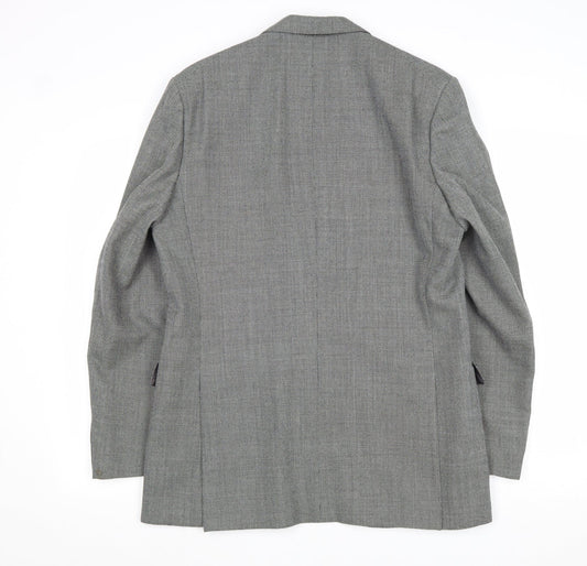 VARTEKS Mens Grey Geometric Polyester Jacket Suit Jacket Size 40 Regular