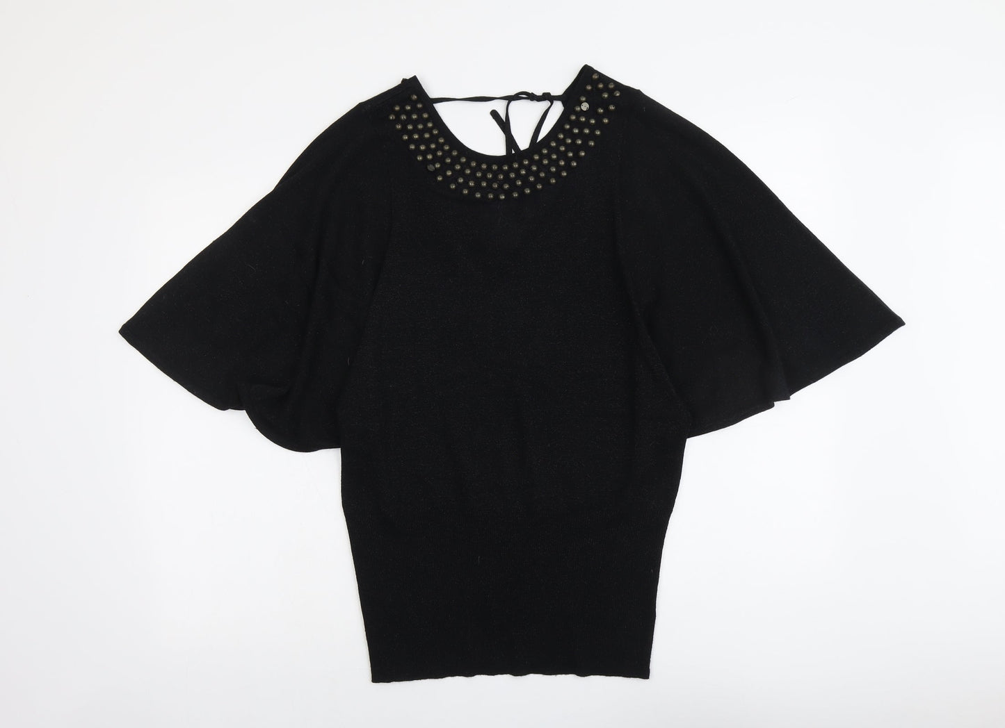 Monsoon Womens Black Round Neck Viscose Pullover Jumper Size M