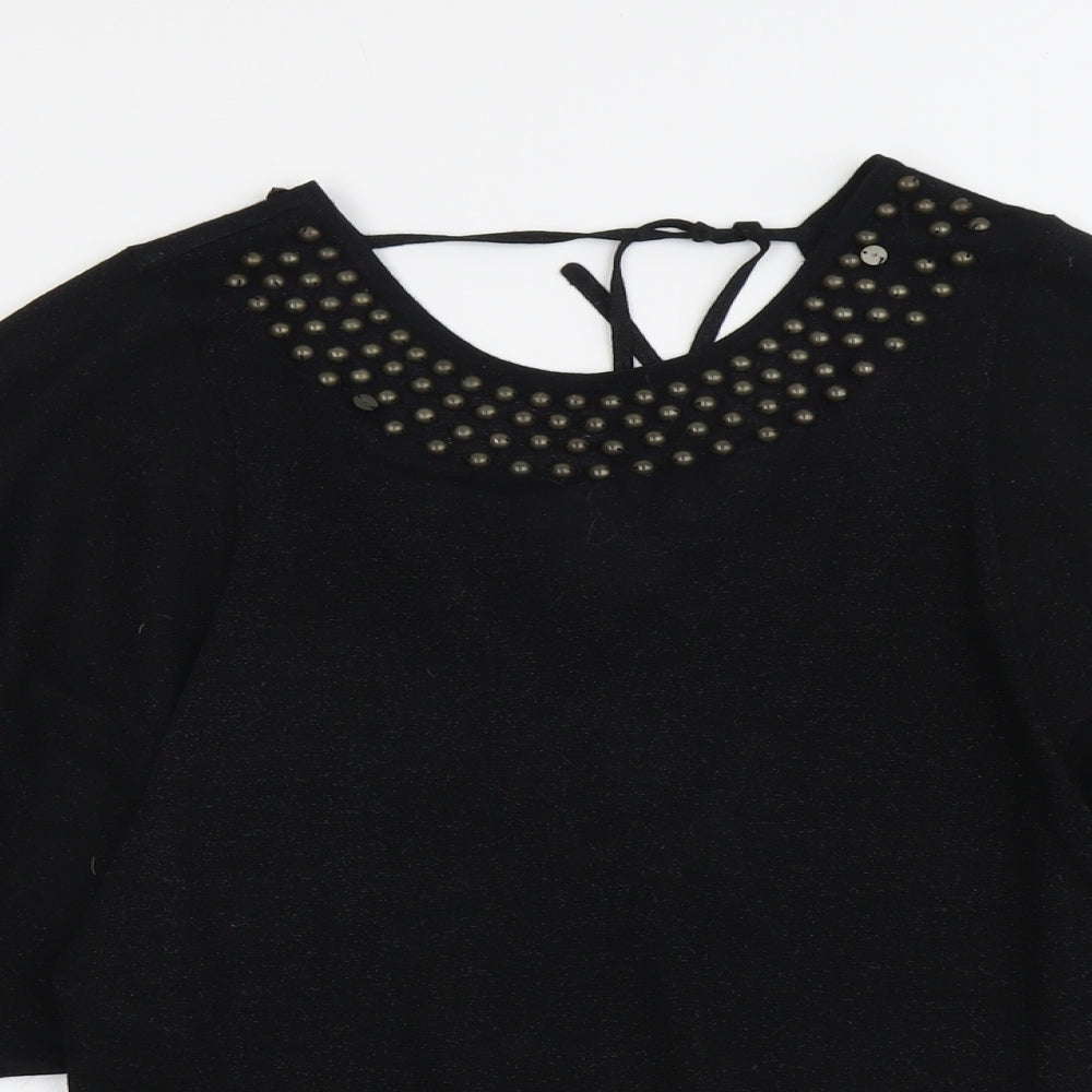 Monsoon Womens Black Round Neck Viscose Pullover Jumper Size M