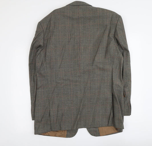 Di Caprio Mens Brown Plaid Wool Jacket Blazer Size L Regular
