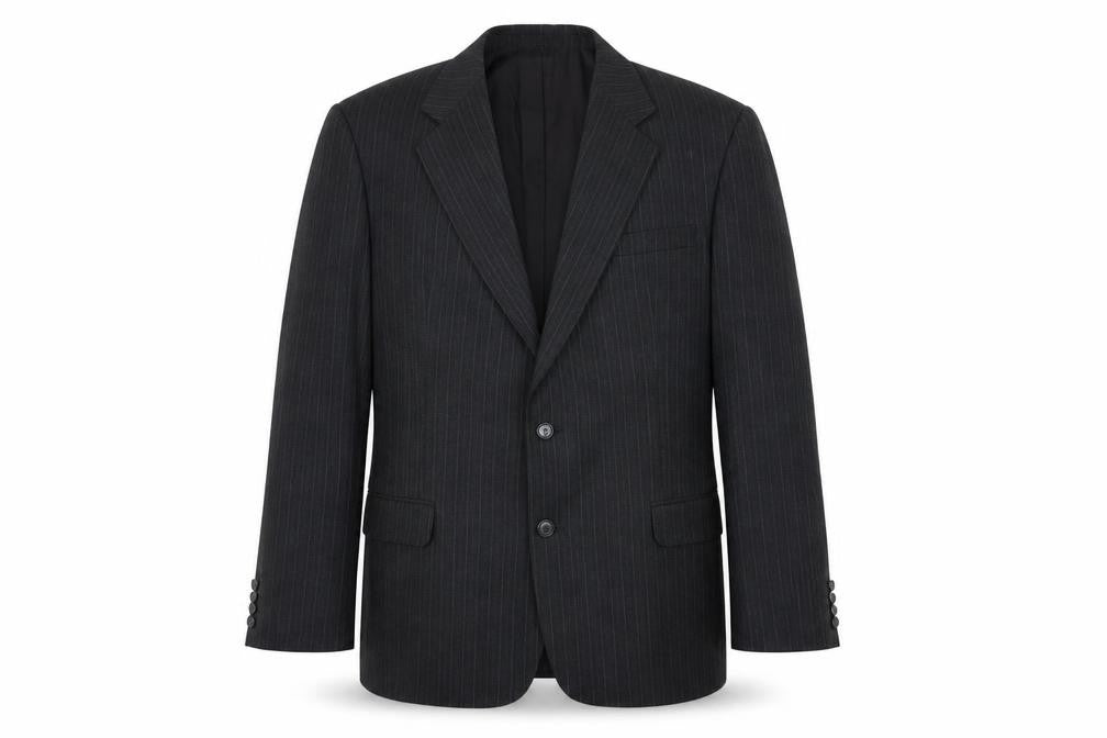 St Michael Mens Grey Striped Polyester Jacket Suit Jacket Size L Regular
