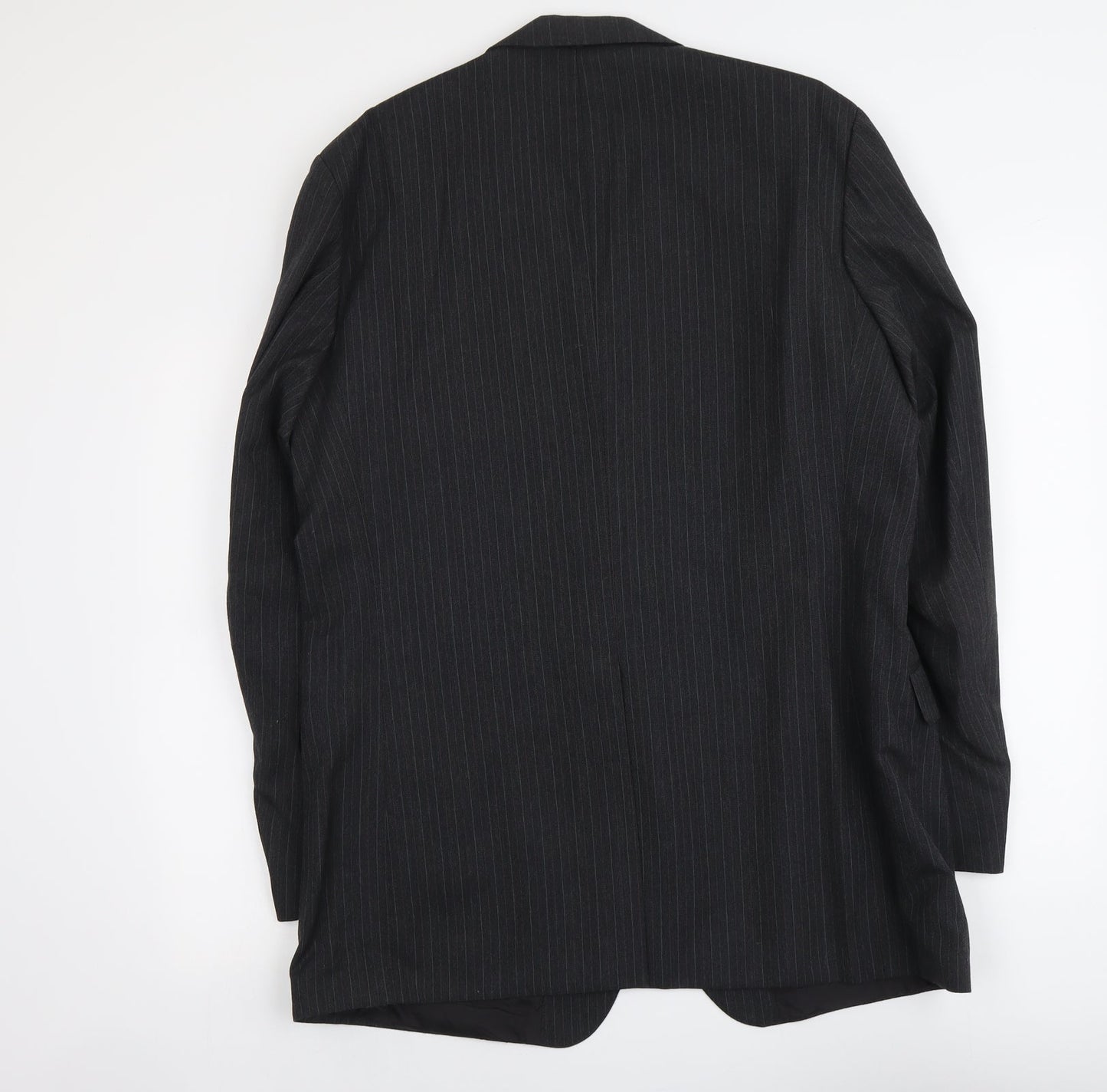St Michael Mens Grey Striped Polyester Jacket Suit Jacket Size L Regular