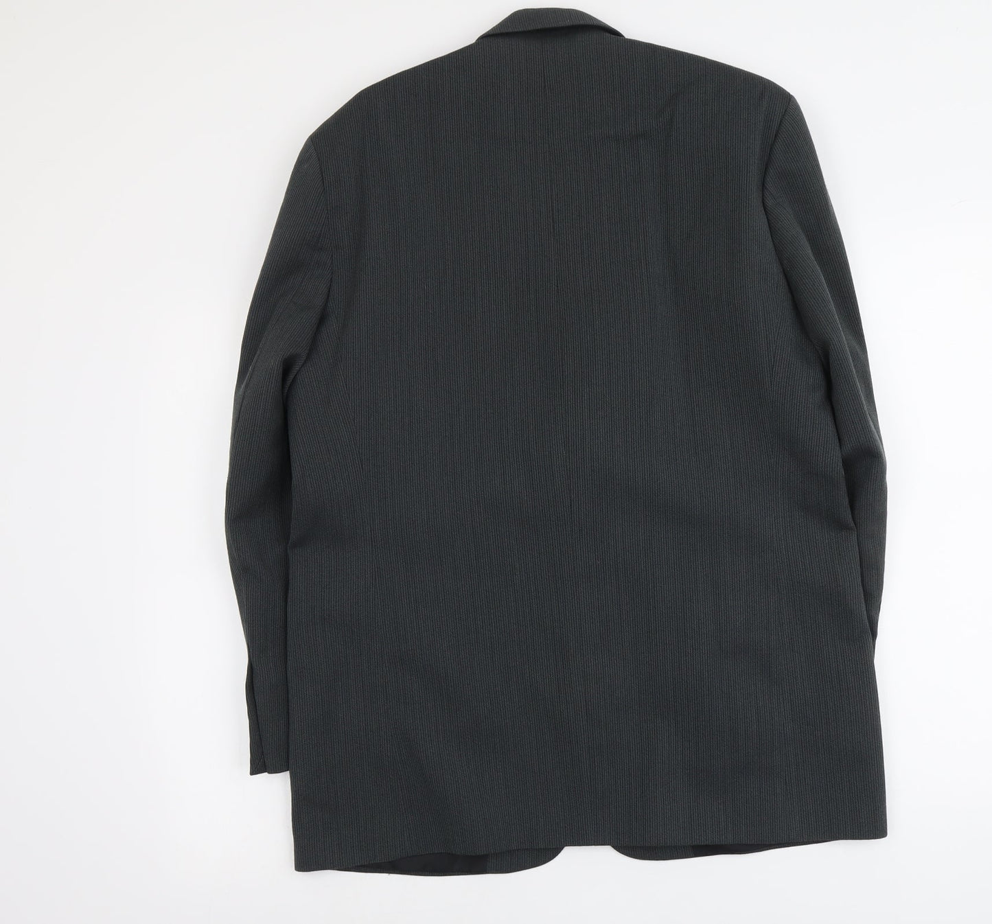 Reve Mens Grey Striped Polyester Jacket Suit Jacket Size L Regular