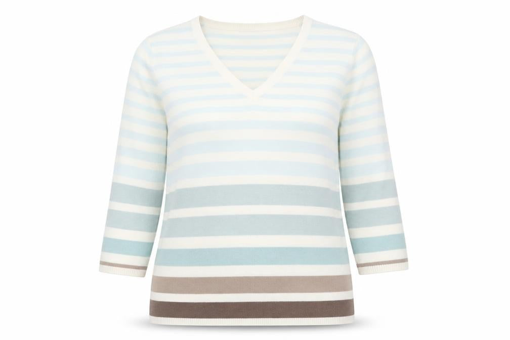 BHS Womens Multicoloured V-Neck Striped Acrylic Pullover Jumper Size 10
