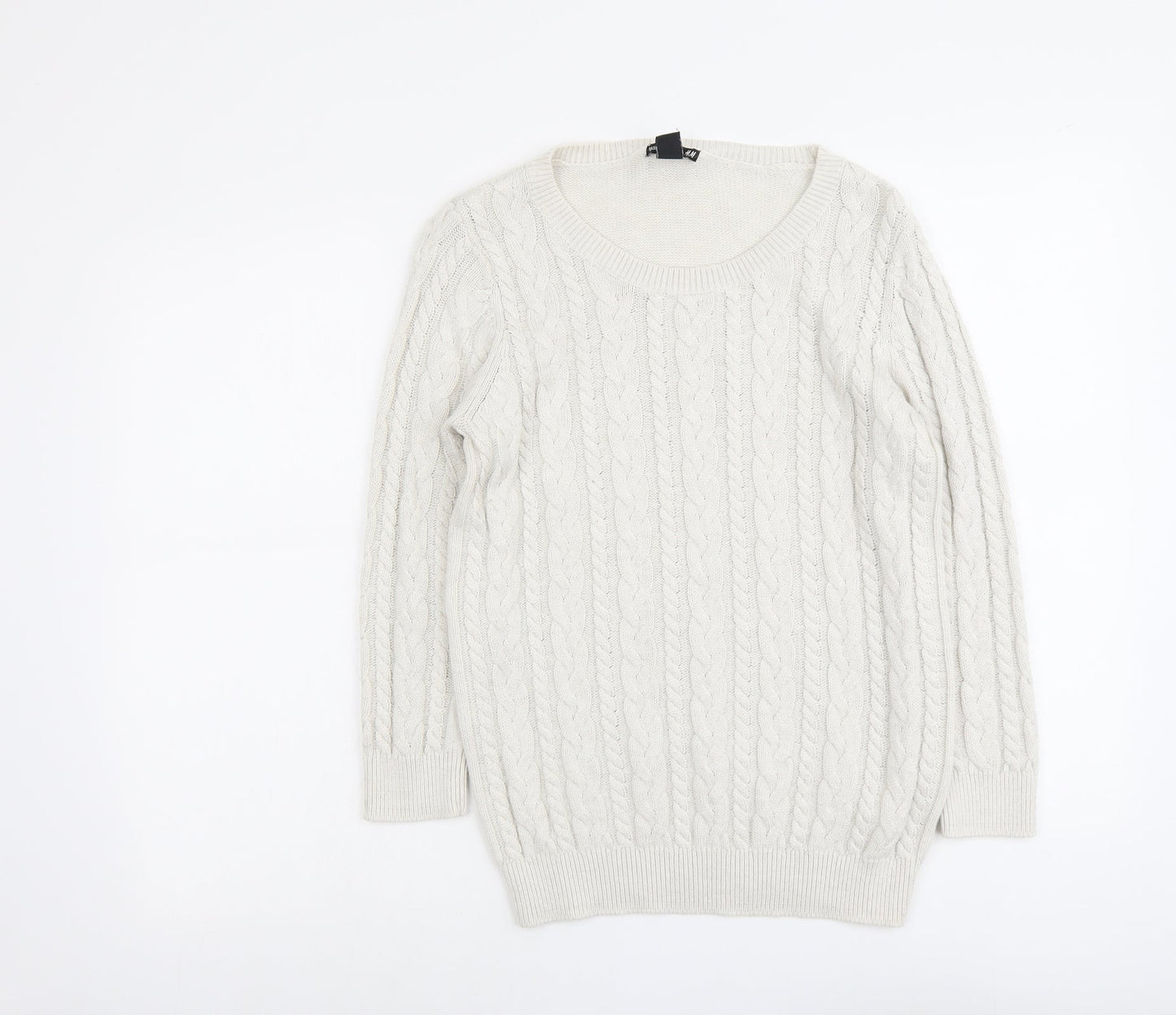 H&M Womens Grey Scoop Neck Polyamide Pullover Jumper Size S