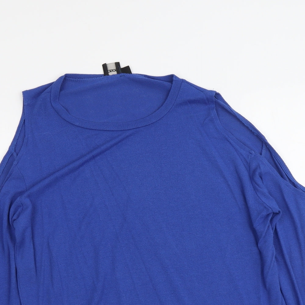 ASOS Womens Blue Round Neck Viscose Pullover Jumper Size 12 - Cold Shoulder