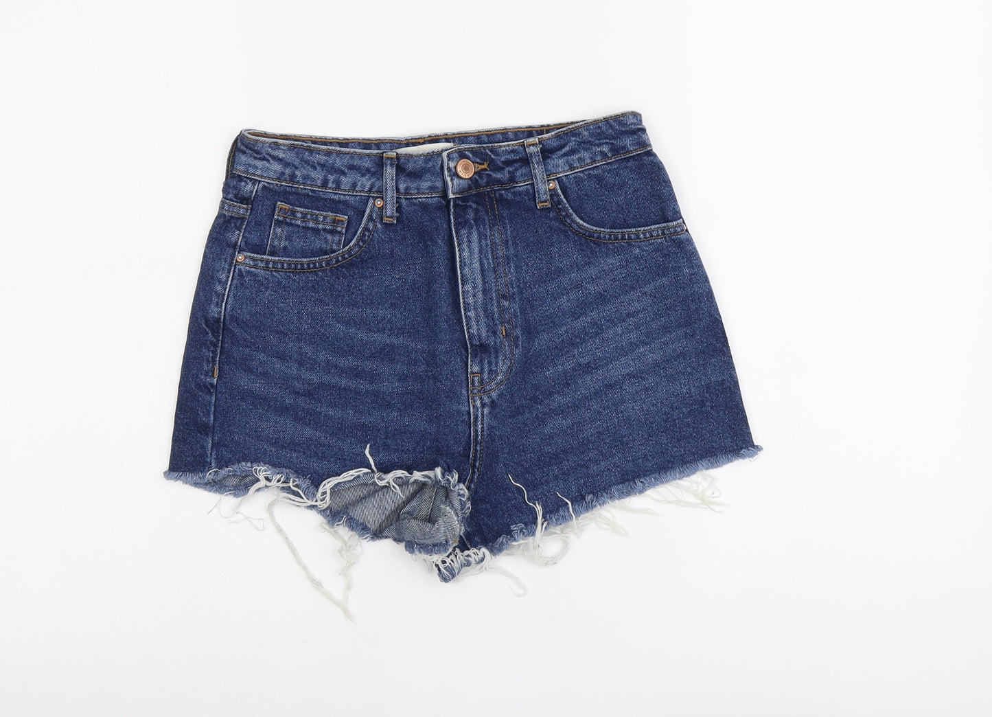 FOREVER 21 Womens Blue Cotton Hot Pants Shorts Size 24 in L3 in Regular Button