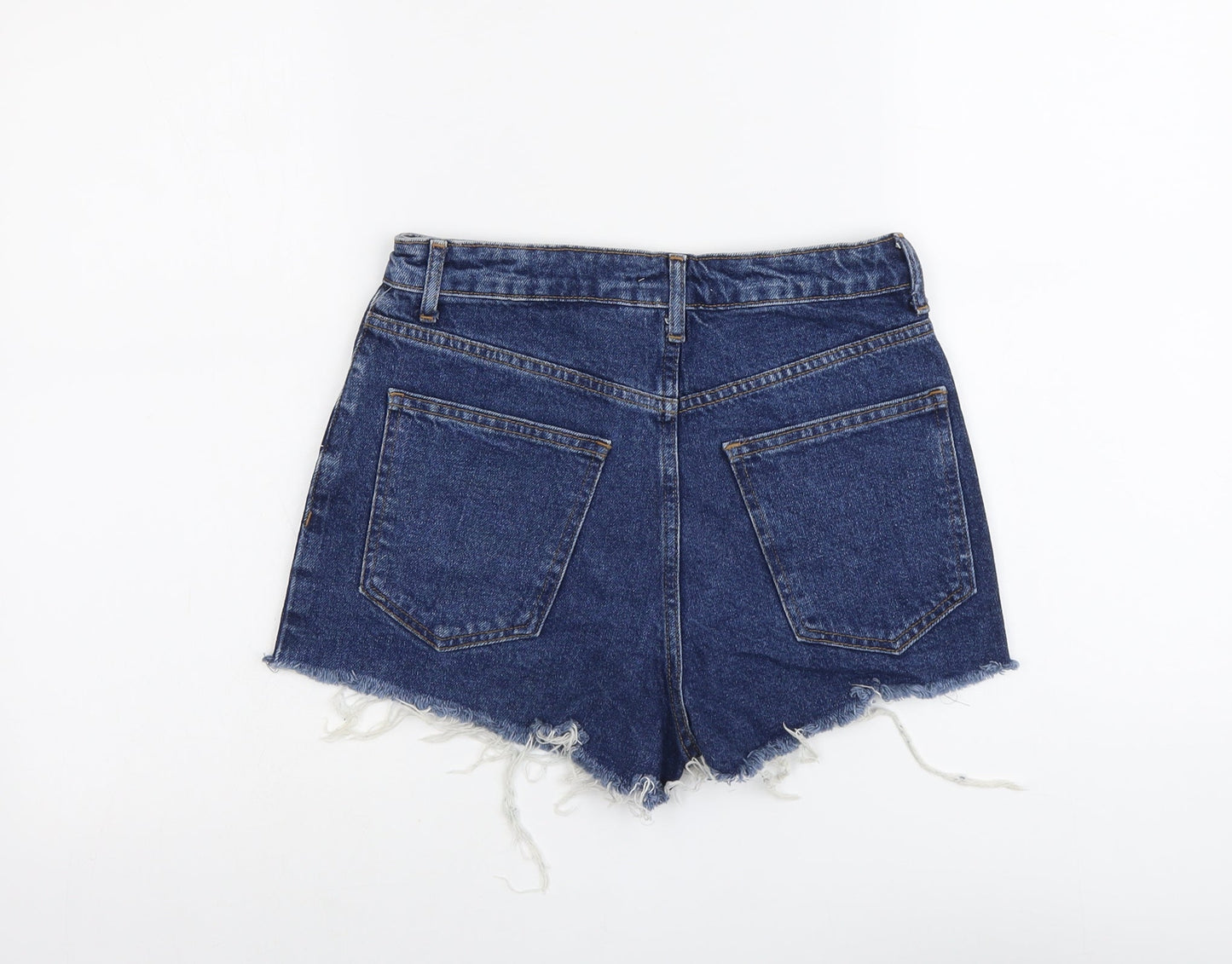 FOREVER 21 Womens Blue Cotton Hot Pants Shorts Size 24 in L3 in Regular Button