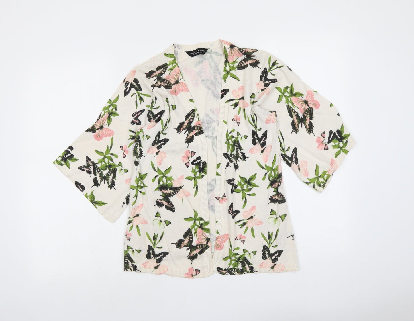 Dorothy Perkins Womens Pink V-Neck Floral Cotton Cardigan Jumper Size 8
