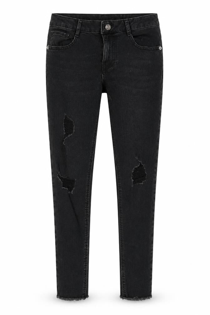 New Look Girls Black Cotton Skinny Jeans Size 12 Years Regular Zip - Distressed