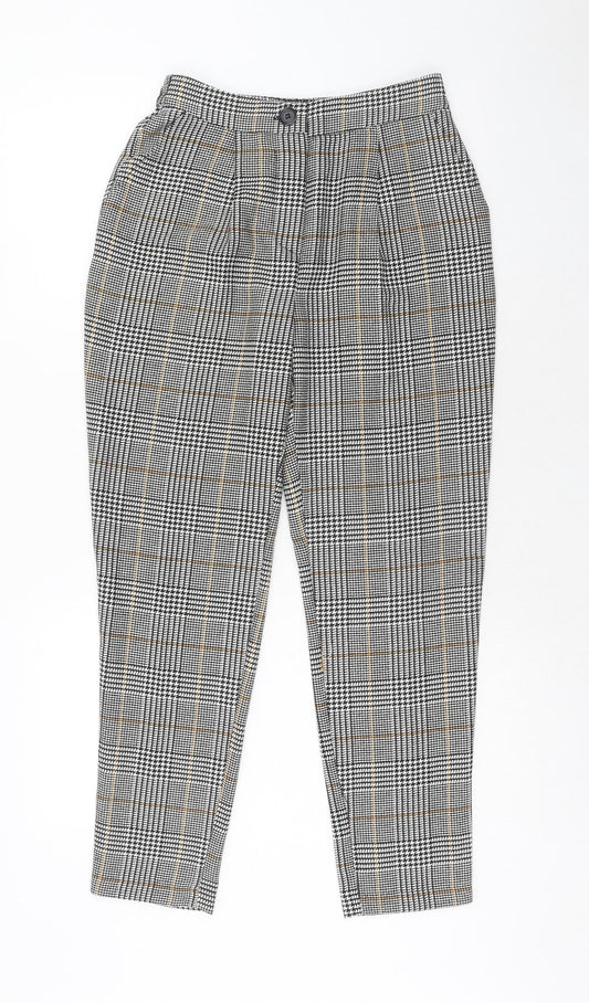 New Look Womens Multicoloured Plaid Polyester Trousers Size 6 Regular Zip