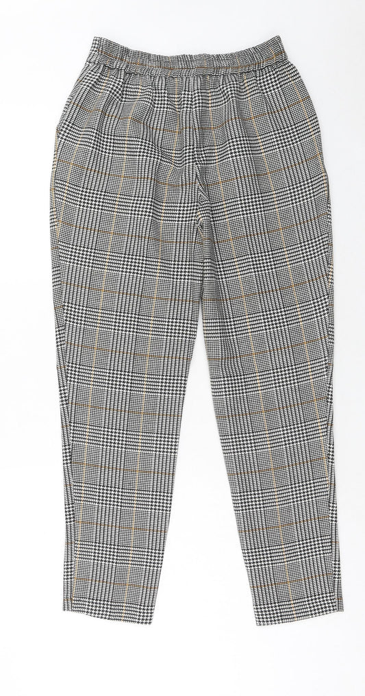 New Look Womens Multicoloured Plaid Polyester Trousers Size 6 Regular Zip