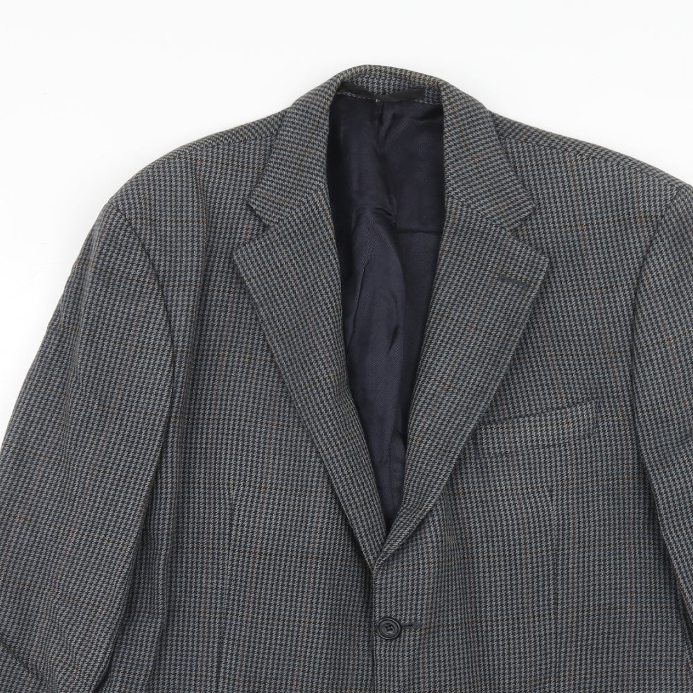 Marks and Spencer Mens Grey Geometric Wool Jacket Blazer Size 44 Regular