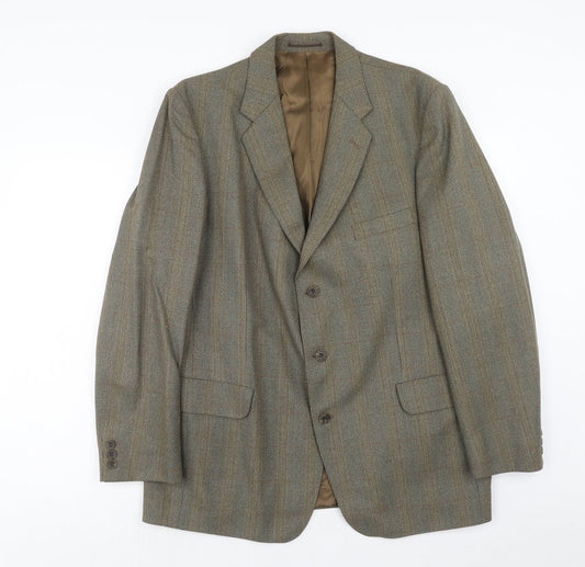 Kemps Tailoring Mens Grey Striped Wool Jacket Blazer Size 44 Regular