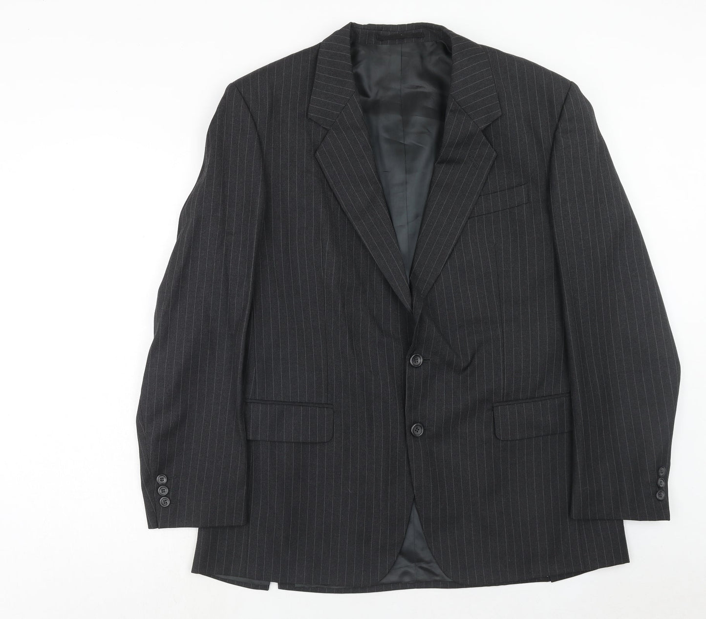 Varteks Mens Grey Striped Polyester Jacket Suit Jacket Size 42 Regular