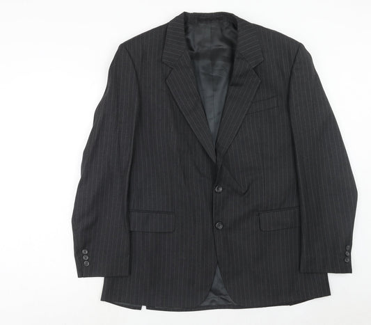 Varteks Mens Grey Striped Polyester Jacket Suit Jacket Size 42 Regular