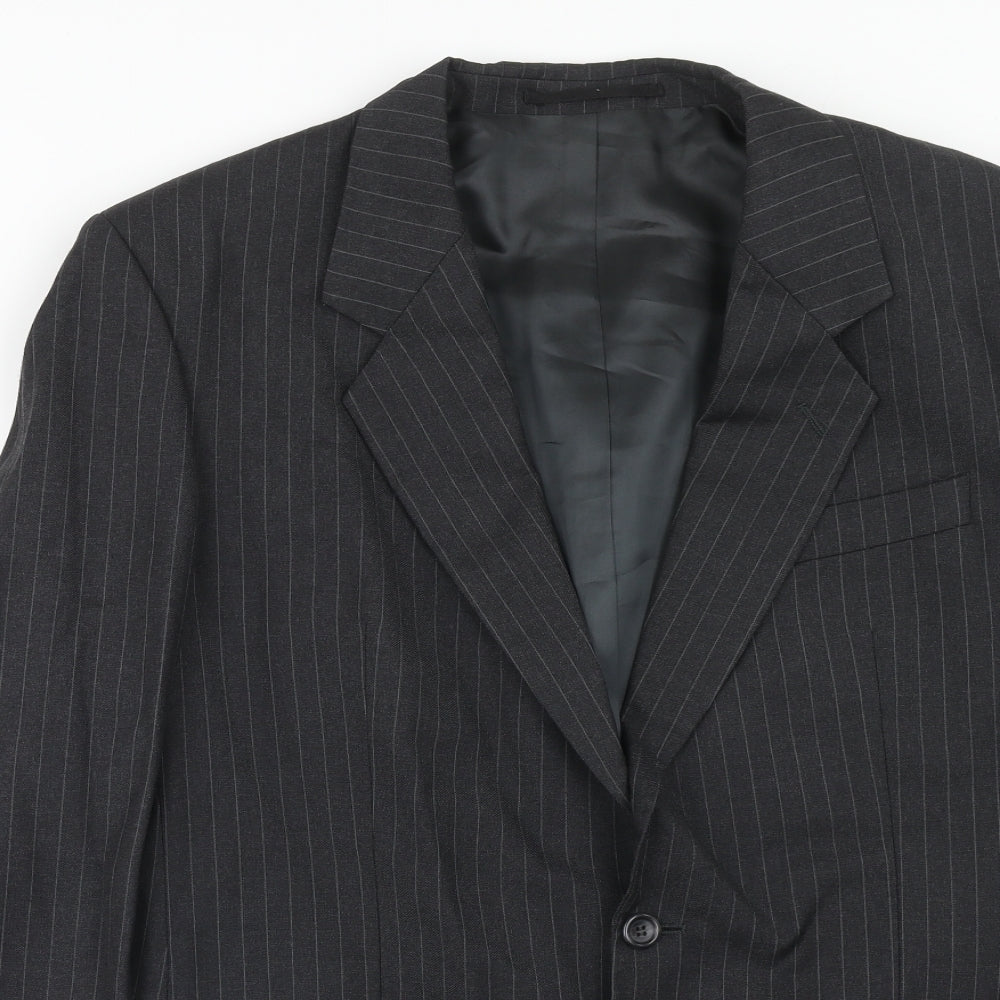 Varteks Mens Grey Striped Polyester Jacket Suit Jacket Size 42 Regular