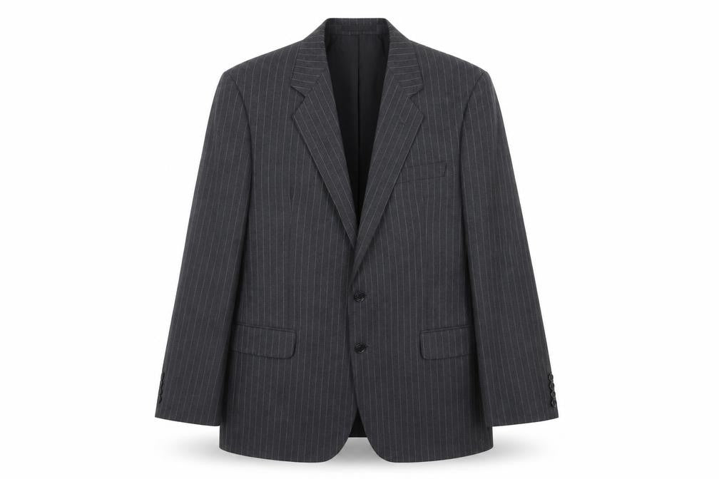 Marks and Spencer Mens Grey Striped Wool Jacket Suit Jacket Size 42 Regular