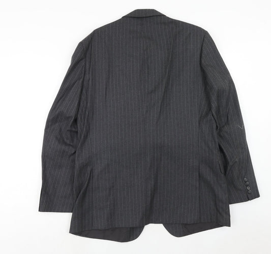 Marks and Spencer Mens Grey Striped Wool Jacket Suit Jacket Size 42 Regular