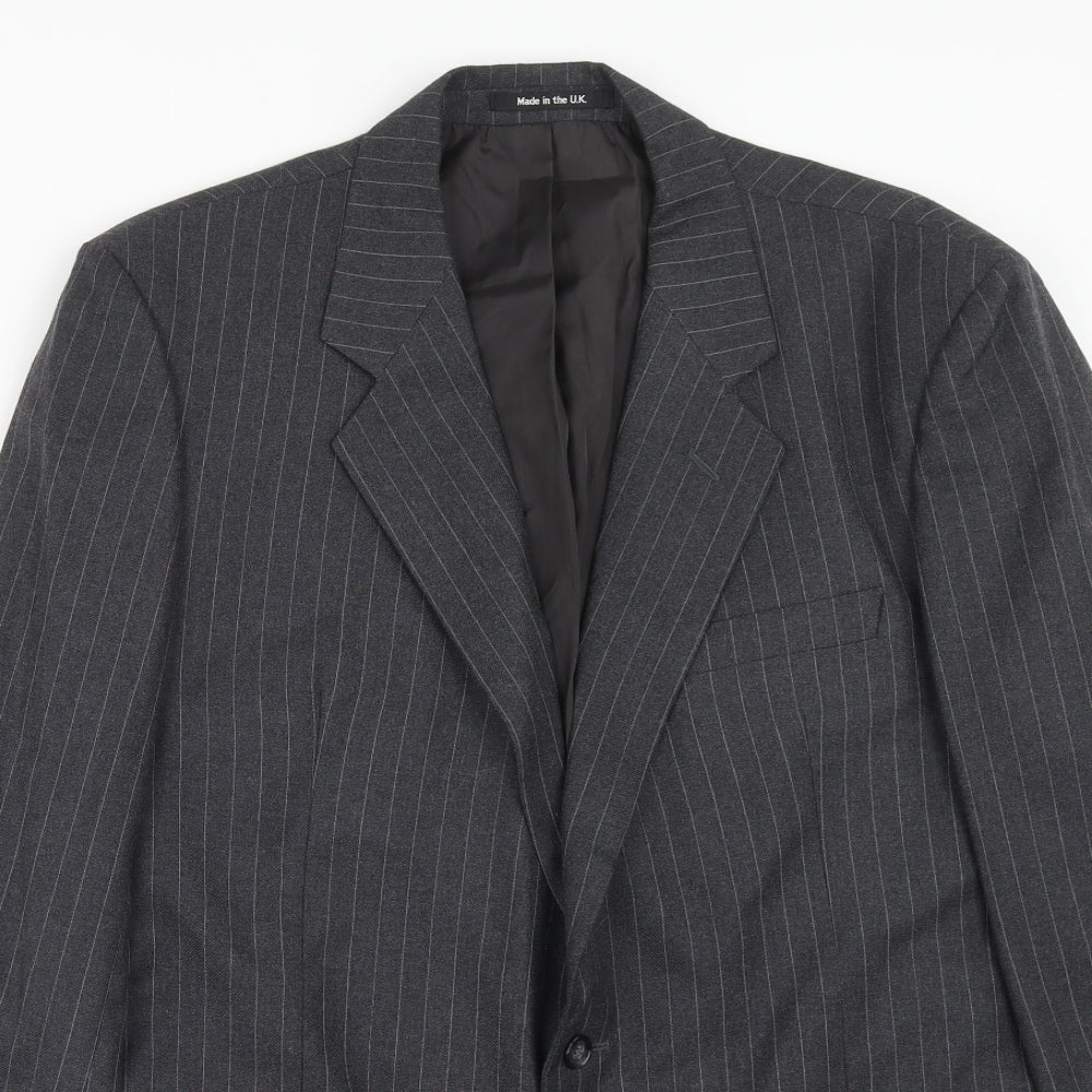 Marks and Spencer Mens Grey Striped Wool Jacket Suit Jacket Size 42 Regular
