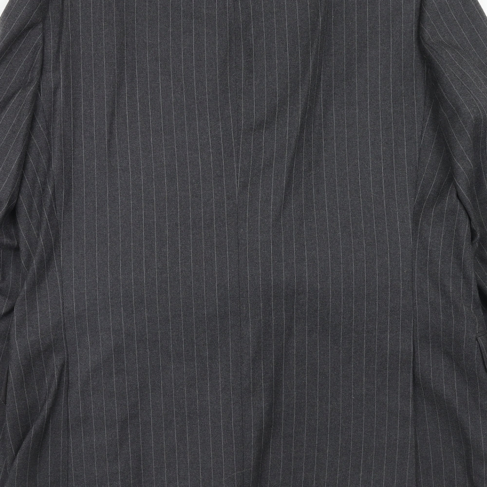 Marks and Spencer Mens Grey Striped Wool Jacket Suit Jacket Size 42 Regular
