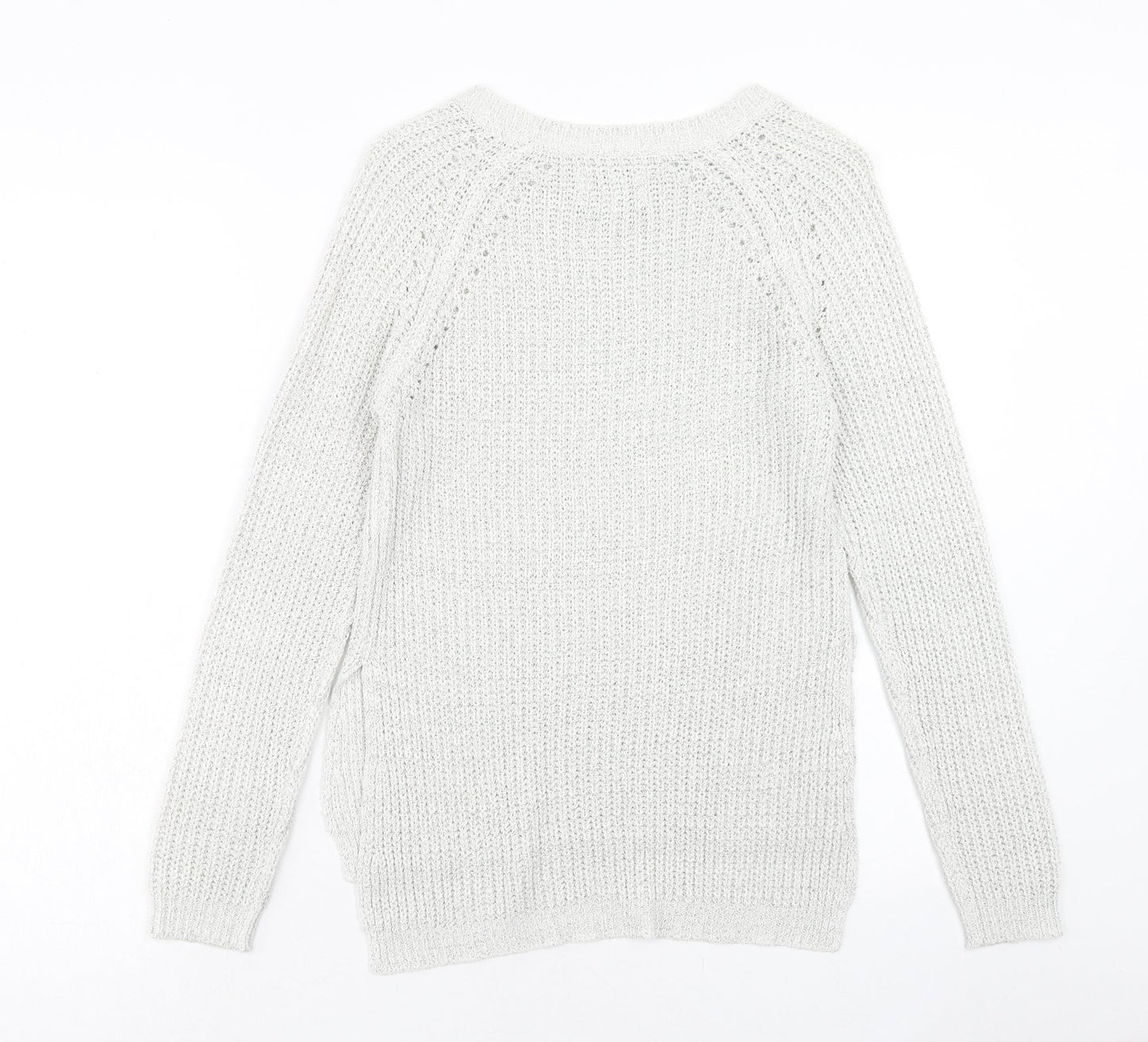 Papaya Womens Grey Boat Neck Acrylic Pullover Jumper Size S