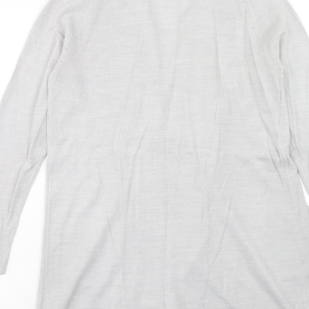 Marks and Spencer Womens Grey V-Neck Acrylic Cardigan Jumper Size 10