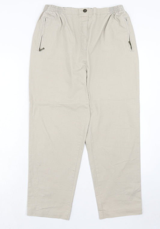 Alica Womens Beige Cotton Trousers Size 30 in Regular Button