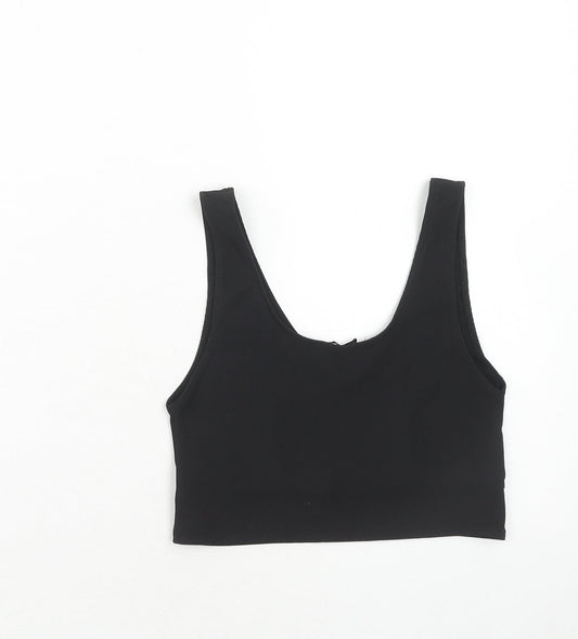 Stradivarius Womens Black Polyester Cropped Tank Size S Scoop Neck