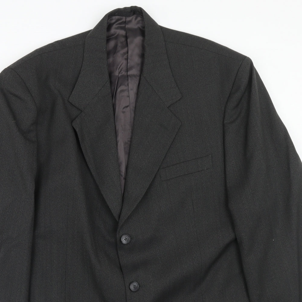 James Barry Mens Grey Striped Polyester Jacket Suit Jacket Size 44 Regular