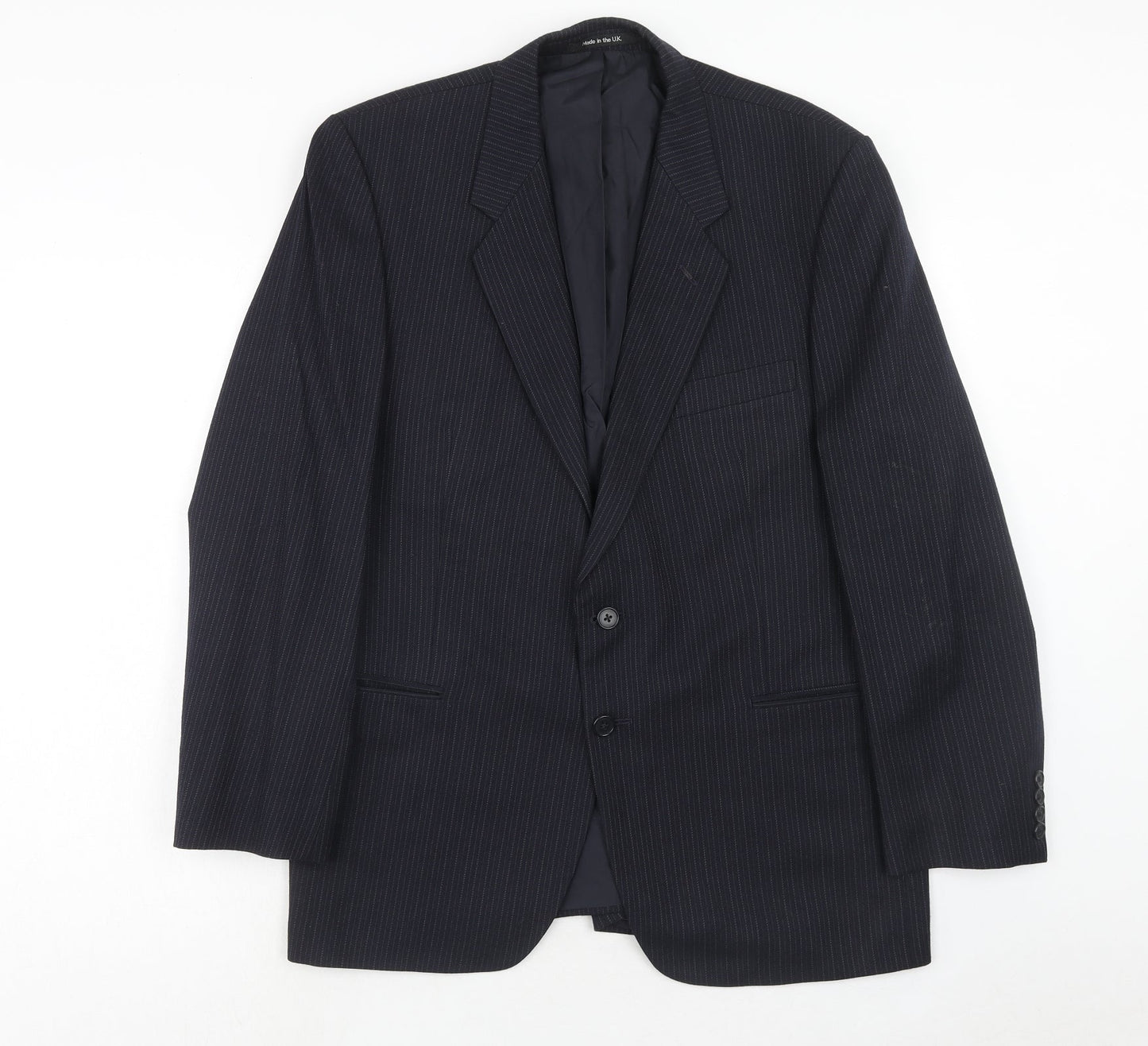 st Michael Mens Blue Striped Wool Jacket Suit Jacket Size 42 Regular