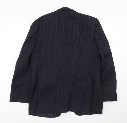 st Michael Mens Blue Striped Wool Jacket Suit Jacket Size 42 Regular