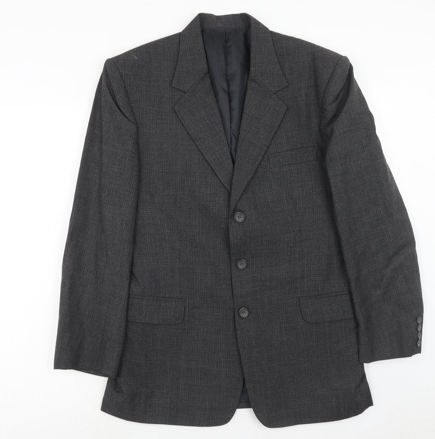 n.u.k Mens Grey Check Polyester Jacket Suit Jacket Size 36 Regular