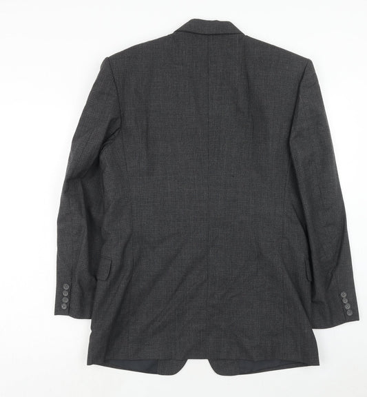 n.u.k Mens Grey Check Polyester Jacket Suit Jacket Size 36 Regular