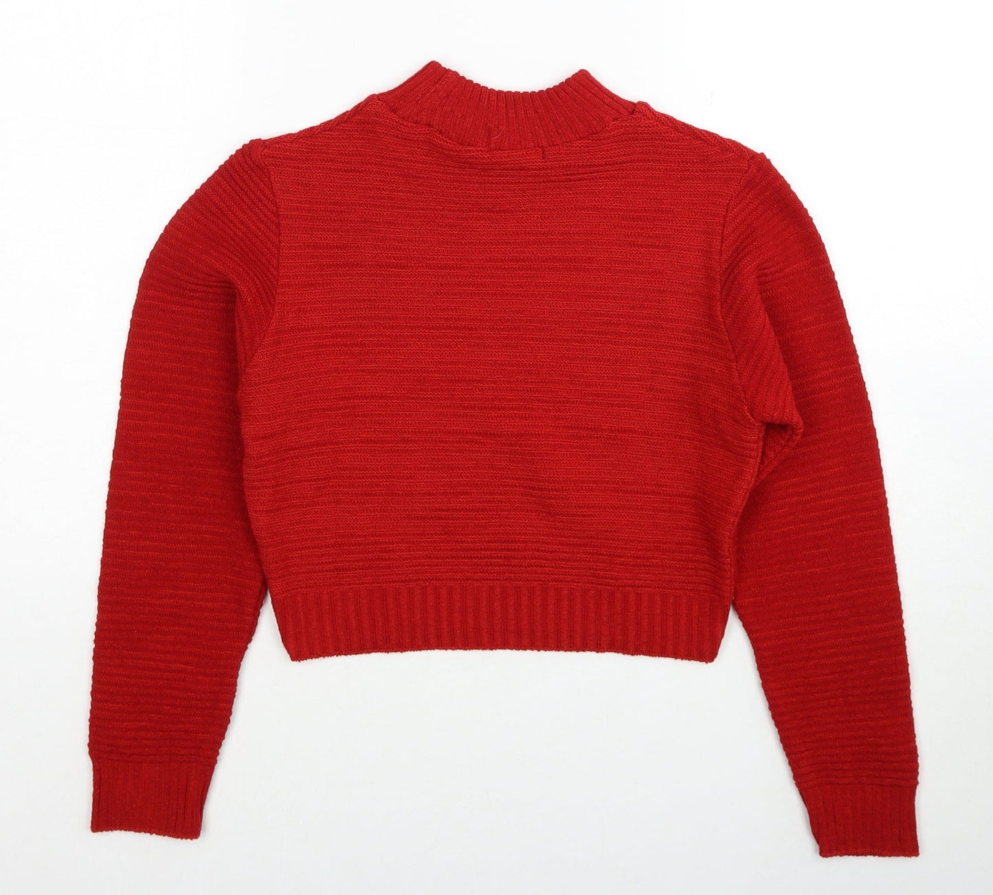 PRETTYLITTLETHING Womens Red Mock Neck Acrylic Pullover Jumper Size S