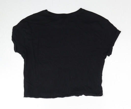 New Look Girls Black Cotton Jersey T-Shirt Size 14-15 Years Round Neck Pullover - Colorado Denver