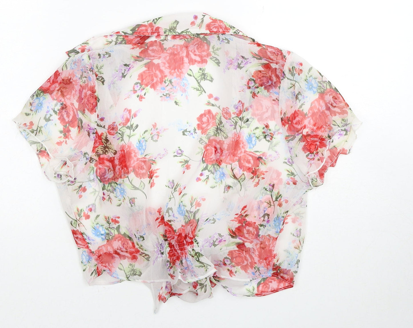QED London Womens Multicoloured Floral Polyester Basic Blouse Size S Collared