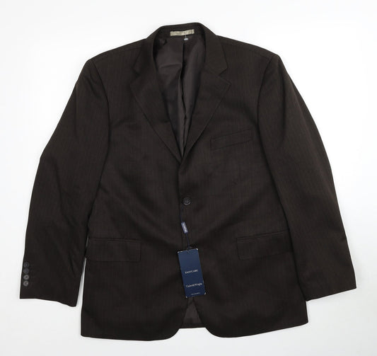 Taylor & Wright Mens Brown Striped Polyester Jacket Suit Jacket Size 40 Regular