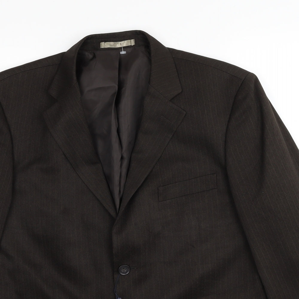 Taylor & Wright Mens Brown Striped Polyester Jacket Suit Jacket Size 40 Regular