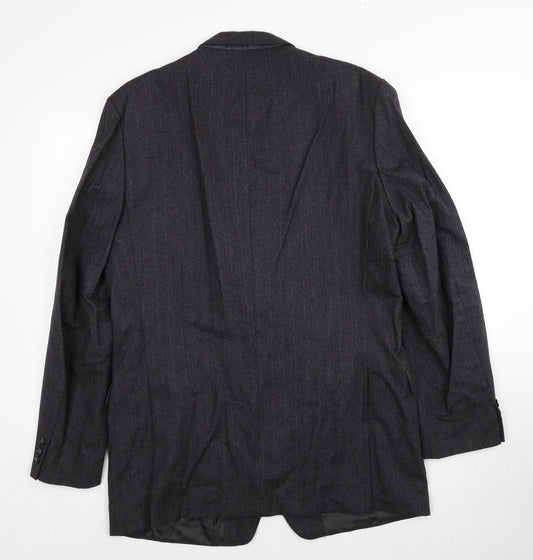 Marks and Spencer Mens Grey Striped Wool Jacket Suit Jacket Size 42 Regular