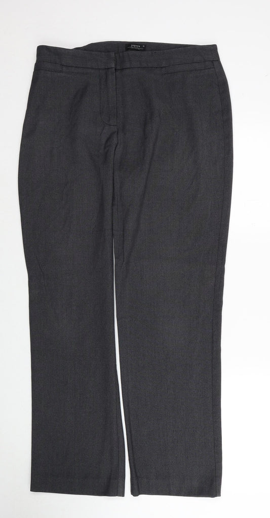 Papaya Womens Grey Polyester Trousers Size 14 Regular Zip