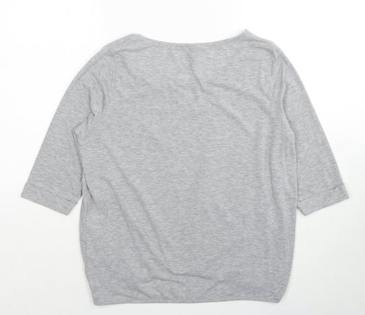 VERO MODA Womens Grey Polyester Basic T-Shirt Size S Scoop Neck