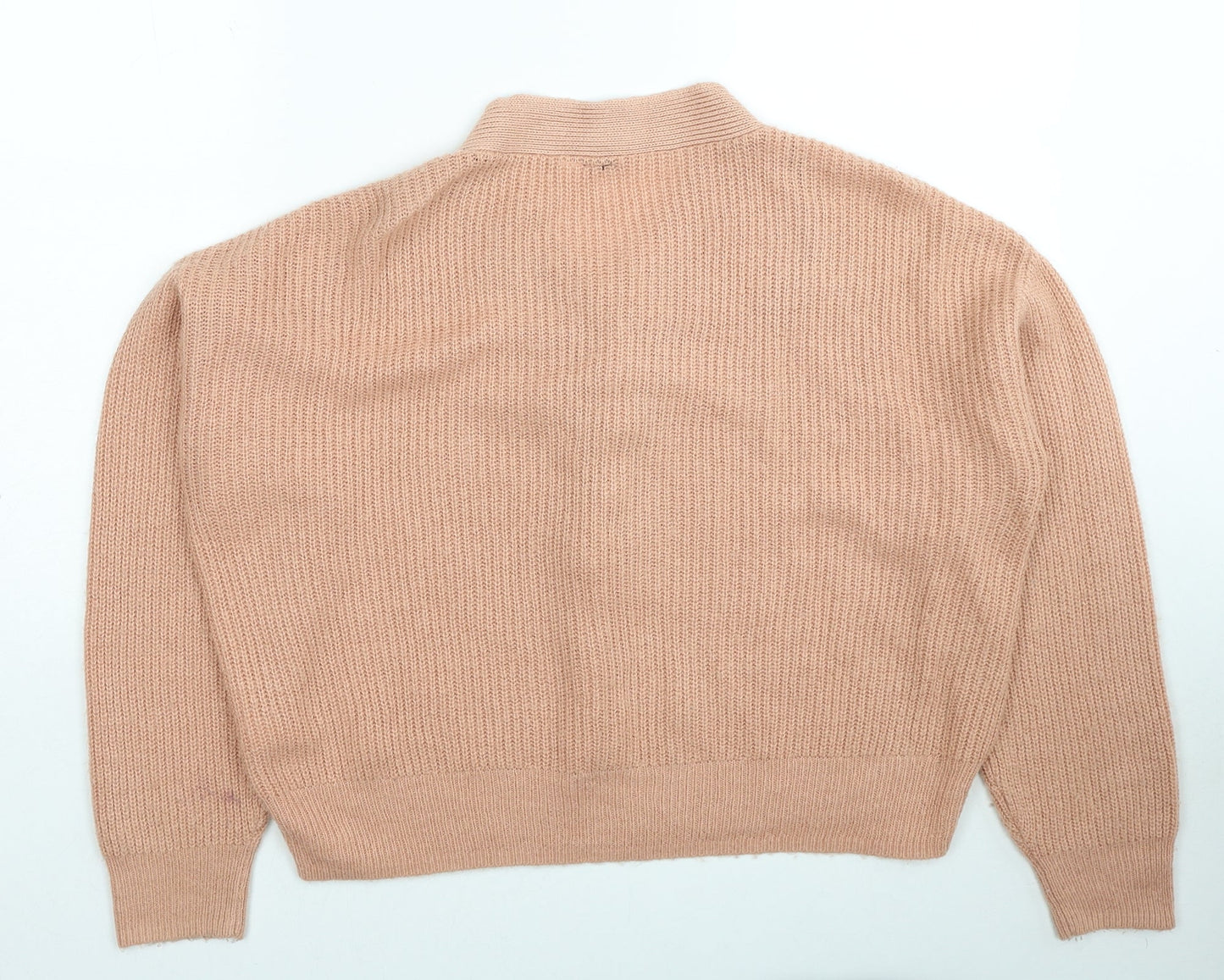 H&M Womens Orange V-Neck Acrylic Pullover Jumper Size S