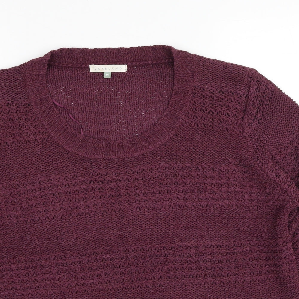 Lakeland Womens Purple Round Neck Acrylic Pullover Jumper Size 16