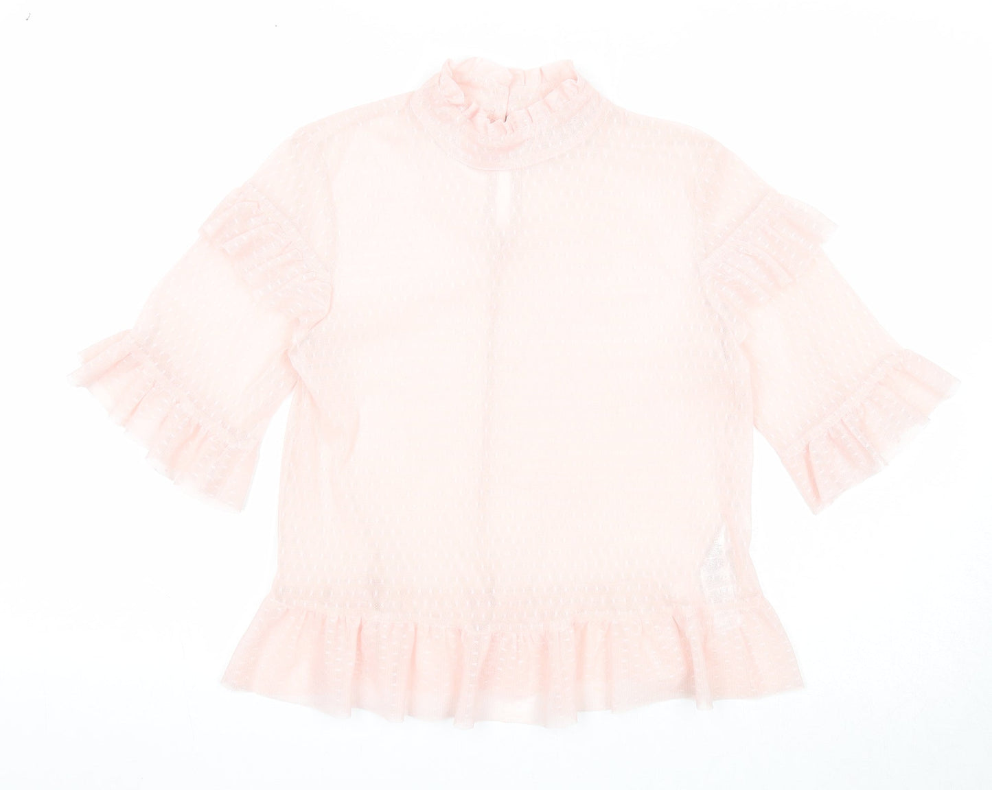 Miss Selfridge Womens Pink Polyester Basic Blouse Size 8 Mock Neck