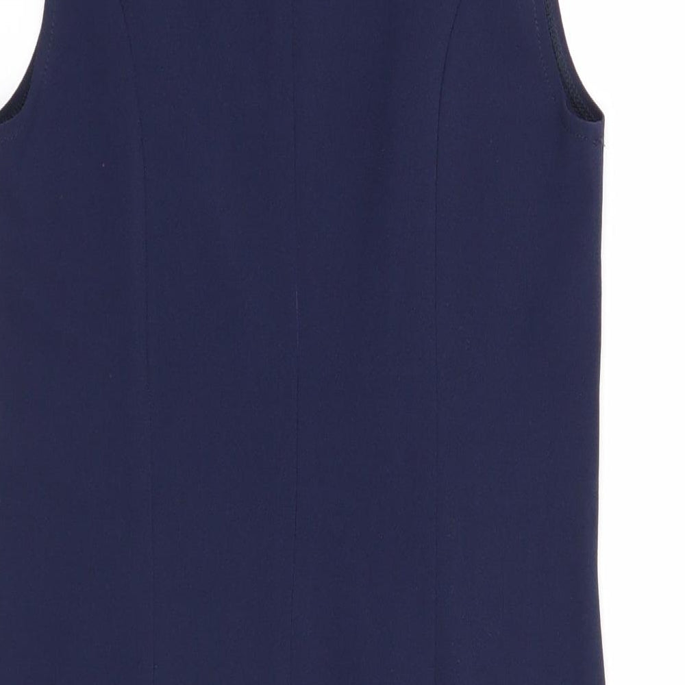 Unique21 Womens Blue Polyester Shift Size 10 Round Neck Zip