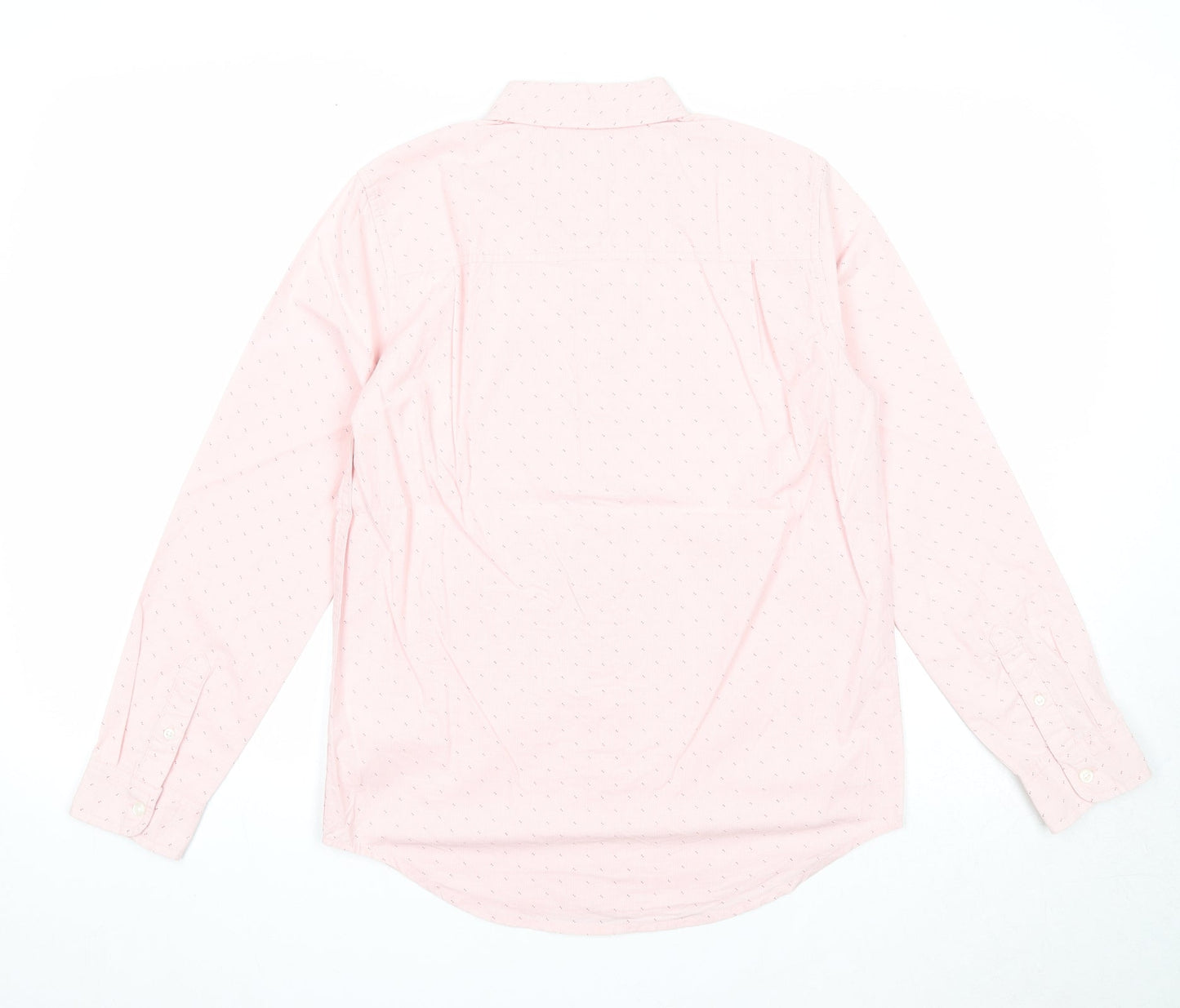 Place Mens Pink Geometric Cotton Button-Up Size 14 Collared Button