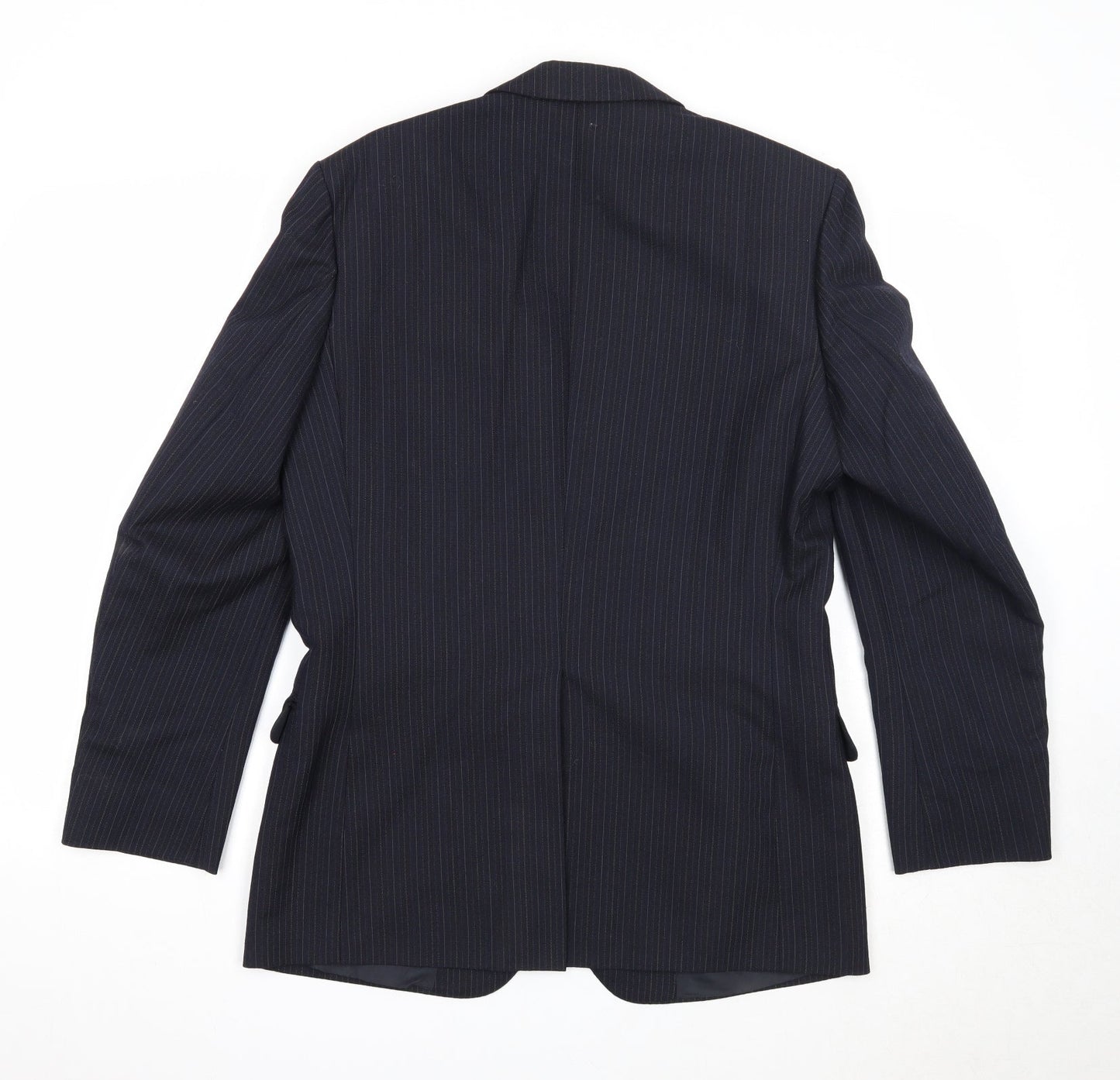 St Michael Mens Blue Striped Polyester Jacket Suit Jacket Size 38 Regular