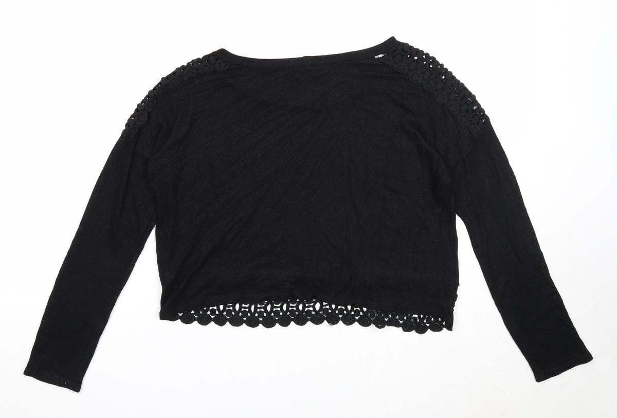 Lovely 153 Womens Black Boat Neck Viscose Pullover Jumper Size S