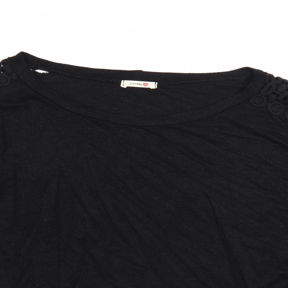 Lovely 153 Womens Black Boat Neck Viscose Pullover Jumper Size S